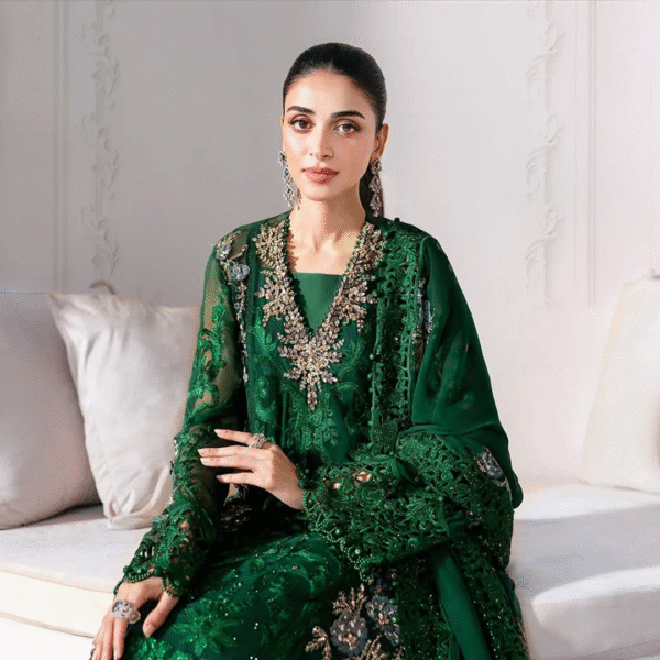 3 Piece Unstitched Embroidered Chiffon Suit - Image 5