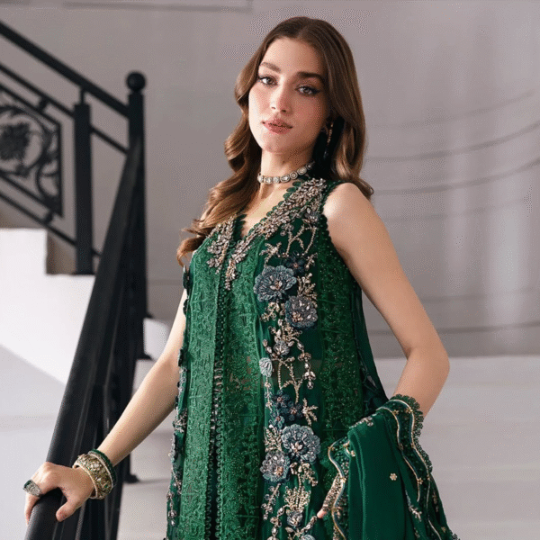 3 Piece Unstitched Embroidered Chiffon Suit