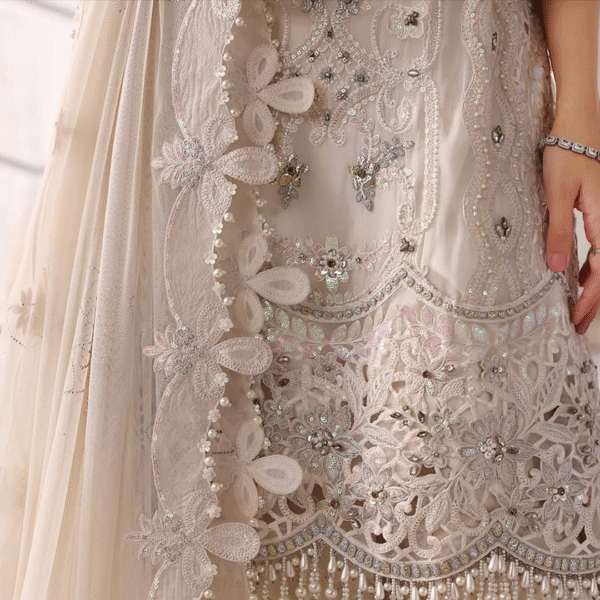 3 Piece Unstitched Embroidered Chiffon Suit D7 - Image 7