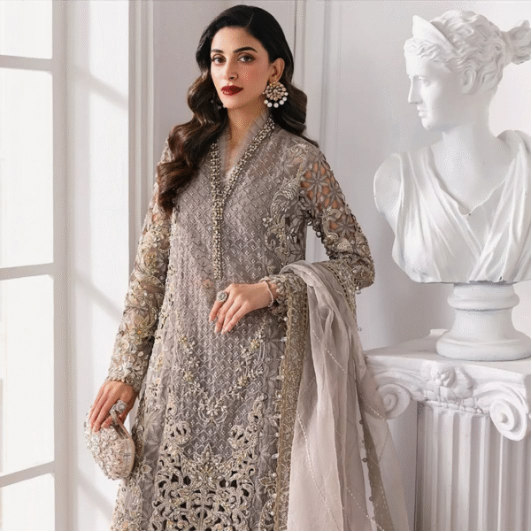 3 Piece Unstitched Embroidered Organza Suit D6