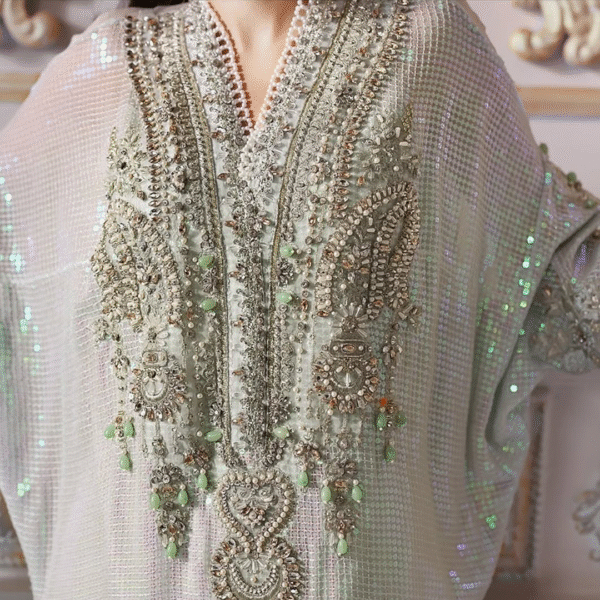 3 Piece Unstitched Embroidered Chiffon Suit D5 - Image 8
