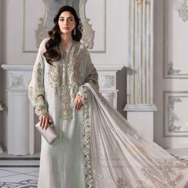 3 Piece Unstitched Embroidered Chiffon Suit D5 - Image 6