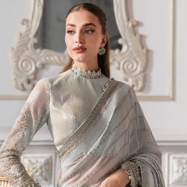 3 Piece Unstitched Embroidered Chiffon Suit D5 - Image 5