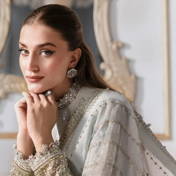3 Piece Unstitched Embroidered Chiffon Suit D5 - Image 2