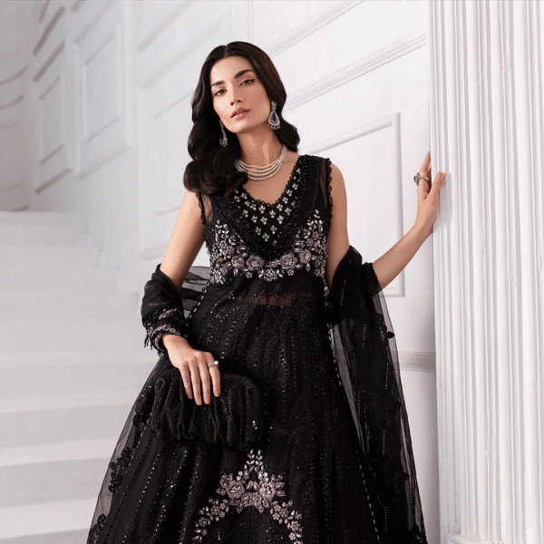 3 Piece Unstitched Embroidered Organza Suit D4 - Image 2