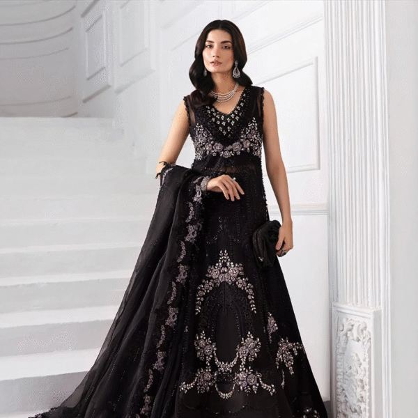 3 Piece Unstitched Embroidered Organza Suit D4 - Image 3