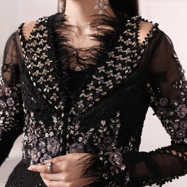3 Piece Unstitched Embroidered Organza Suit D4 - Image 6