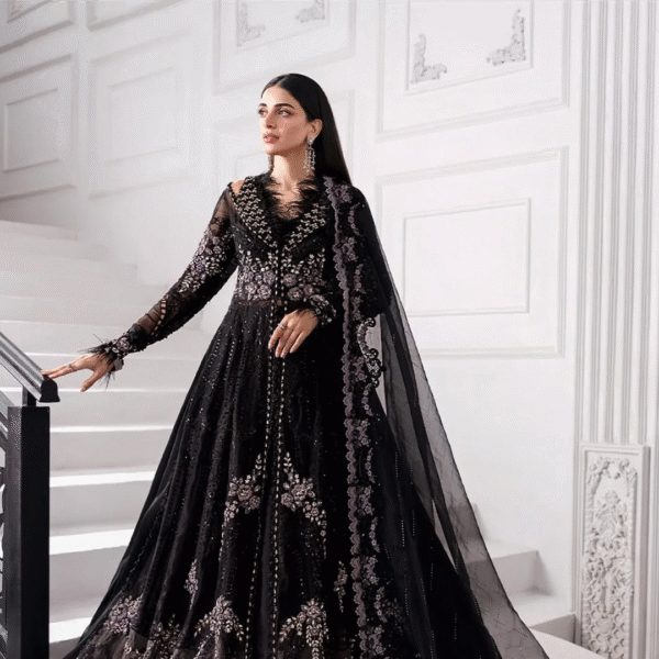 3 Piece Unstitched Embroidered Organza Suit D4