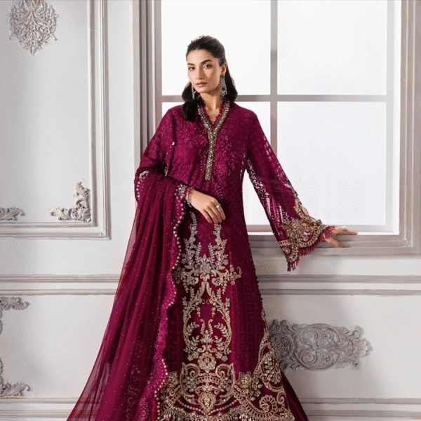 3 Piece Unstitched Embroidered Chiffon Suit D3 - Image 4