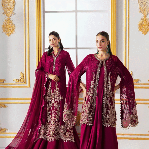 3 Piece Unstitched Embroidered Chiffon Suit D3 - Image 5