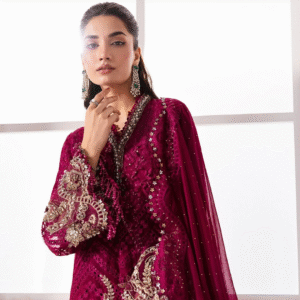 3 Piece Unstitched Embroidered Chiffon Suit D3