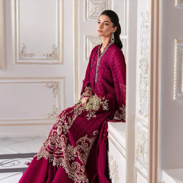 3 Piece Unstitched Embroidered Chiffon Suit D3 - Image 9