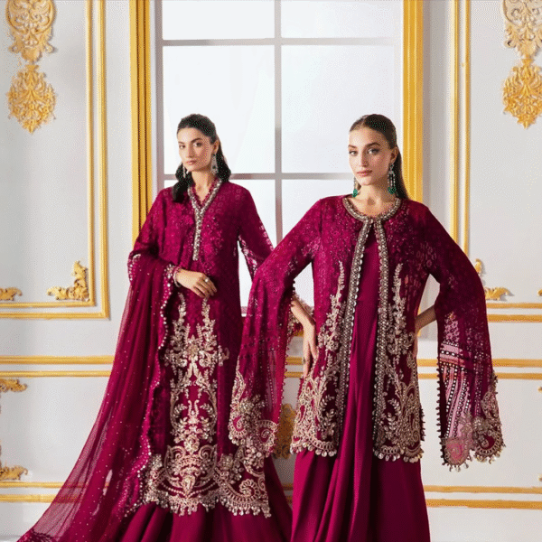 3 Piece Unstitched Embroidered Chiffon Suit D3 - Image 10