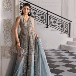 3 Piece Unstitched Embroidered Net Suit