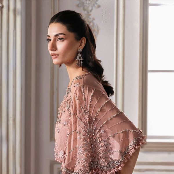 Unstitched Embroidered Chiffon Saree - Image 7
