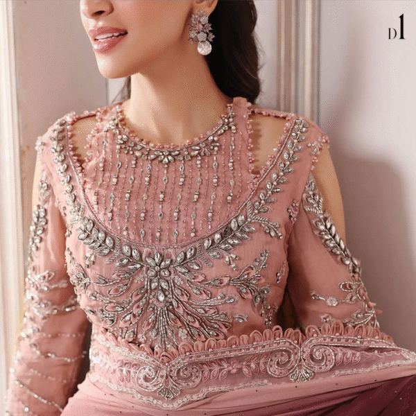 Unstitched Embroidered Chiffon Saree - Image 11