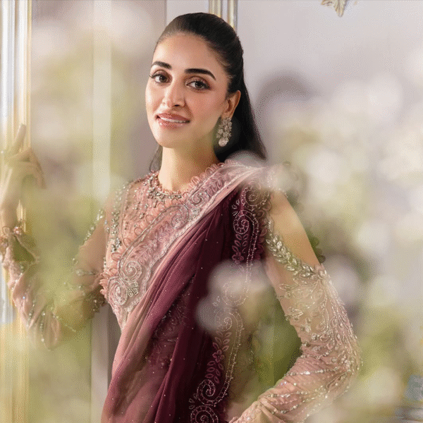 Unstitched Embroidered Chiffon Saree - Image 13